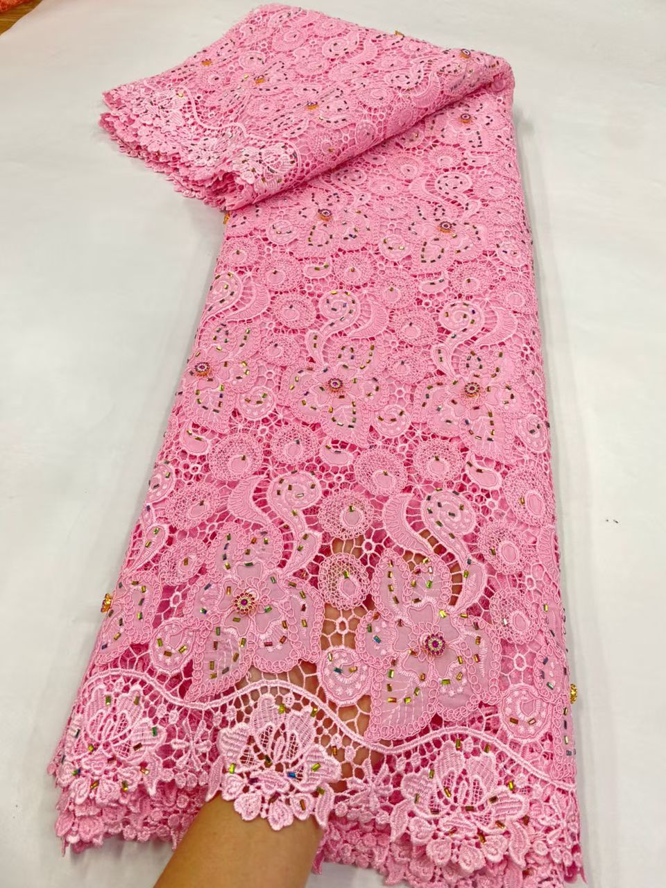 Latest Cord Guipure Lace Fabri - огляд і ціна Crystal Mesh Fabric